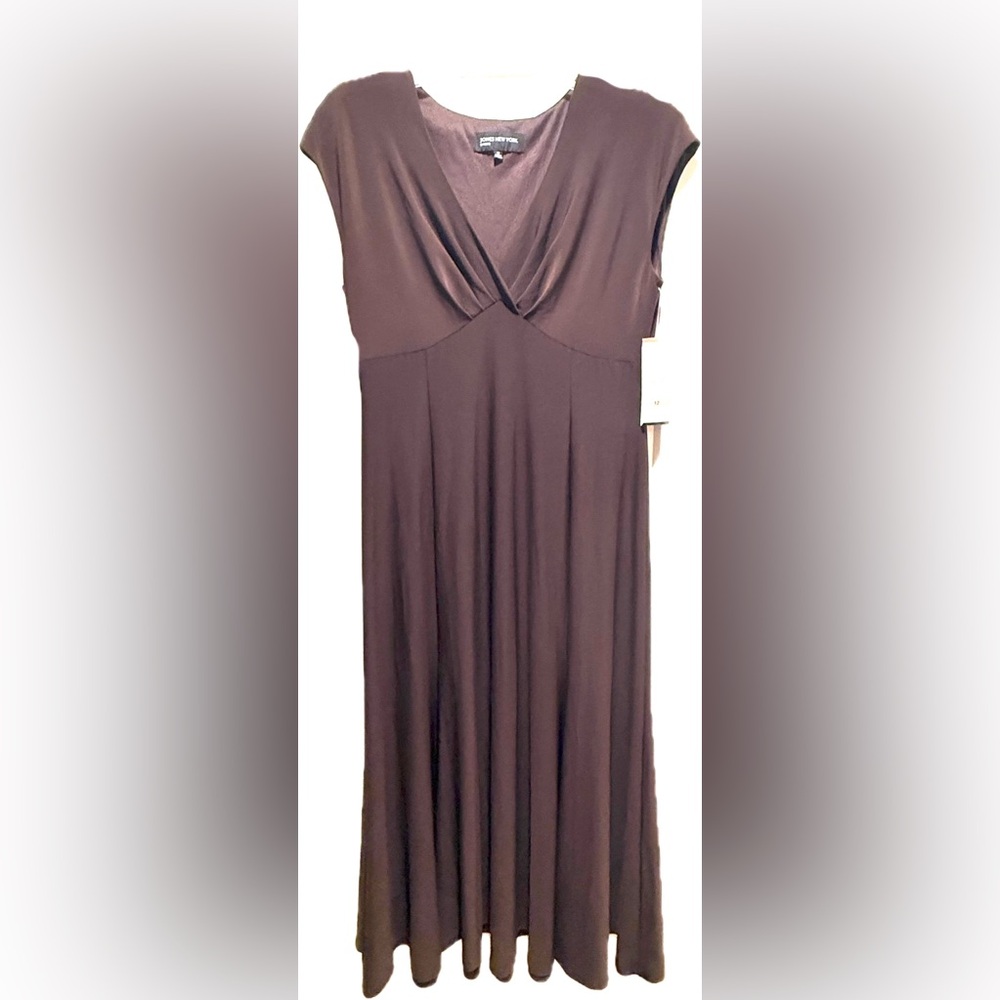 Jones New York raisin stretch jersey midi tea dress 12 NWT